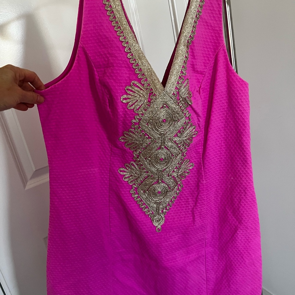 Lilly Pulitzer Pink Dress with Gold Embellishments